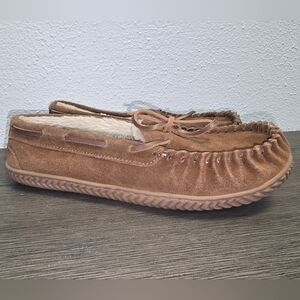 Boy's Wonder Nation Brown Suede Moccasin Slippers Size: 6